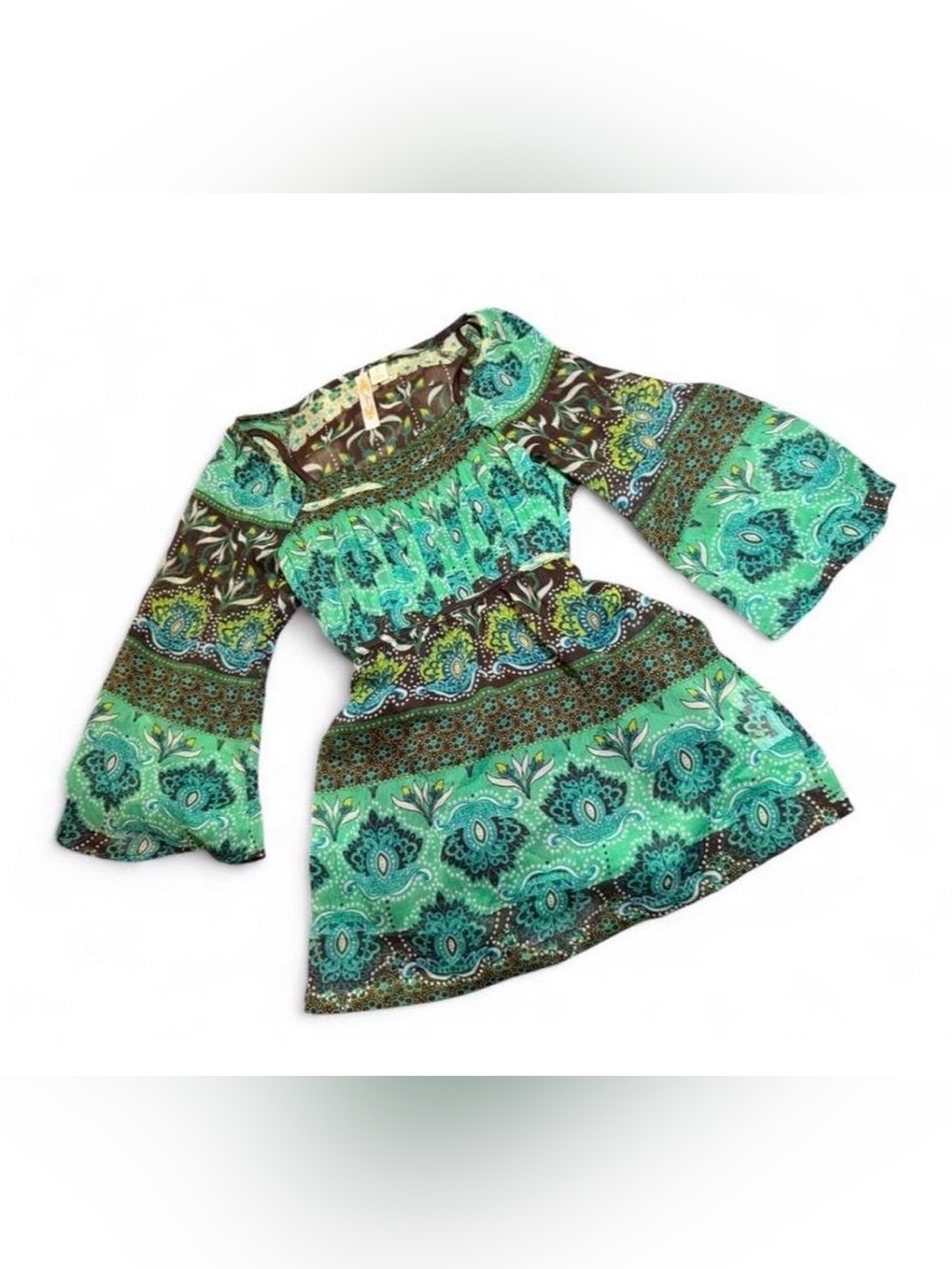 Green Paisley Boho blouse